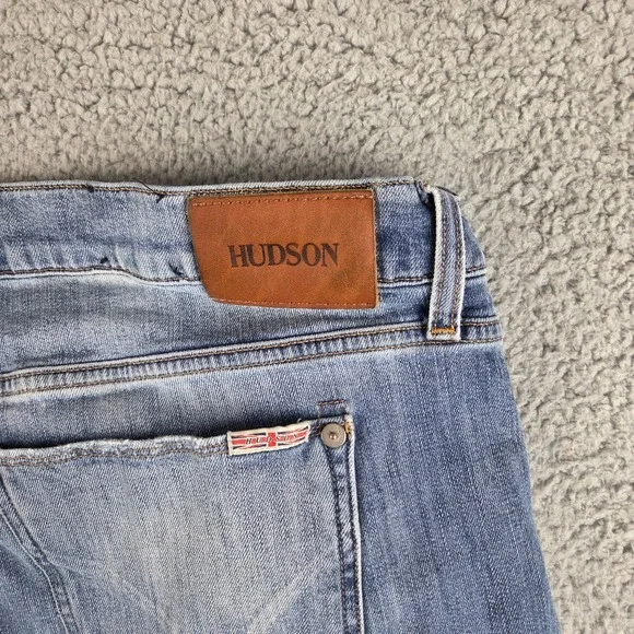 HUDSON Jeans Mens 40 (38x27) Blue Byron 5 Pocket Straight Zip Fly Distressed - Picture 12 of 12